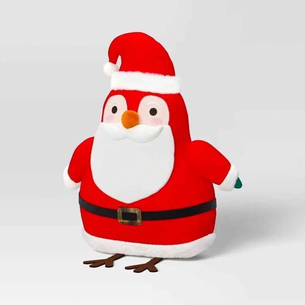Target Wondershop 2025 Featherly Friends Christmas Santa Bird Plush Throw Pillow